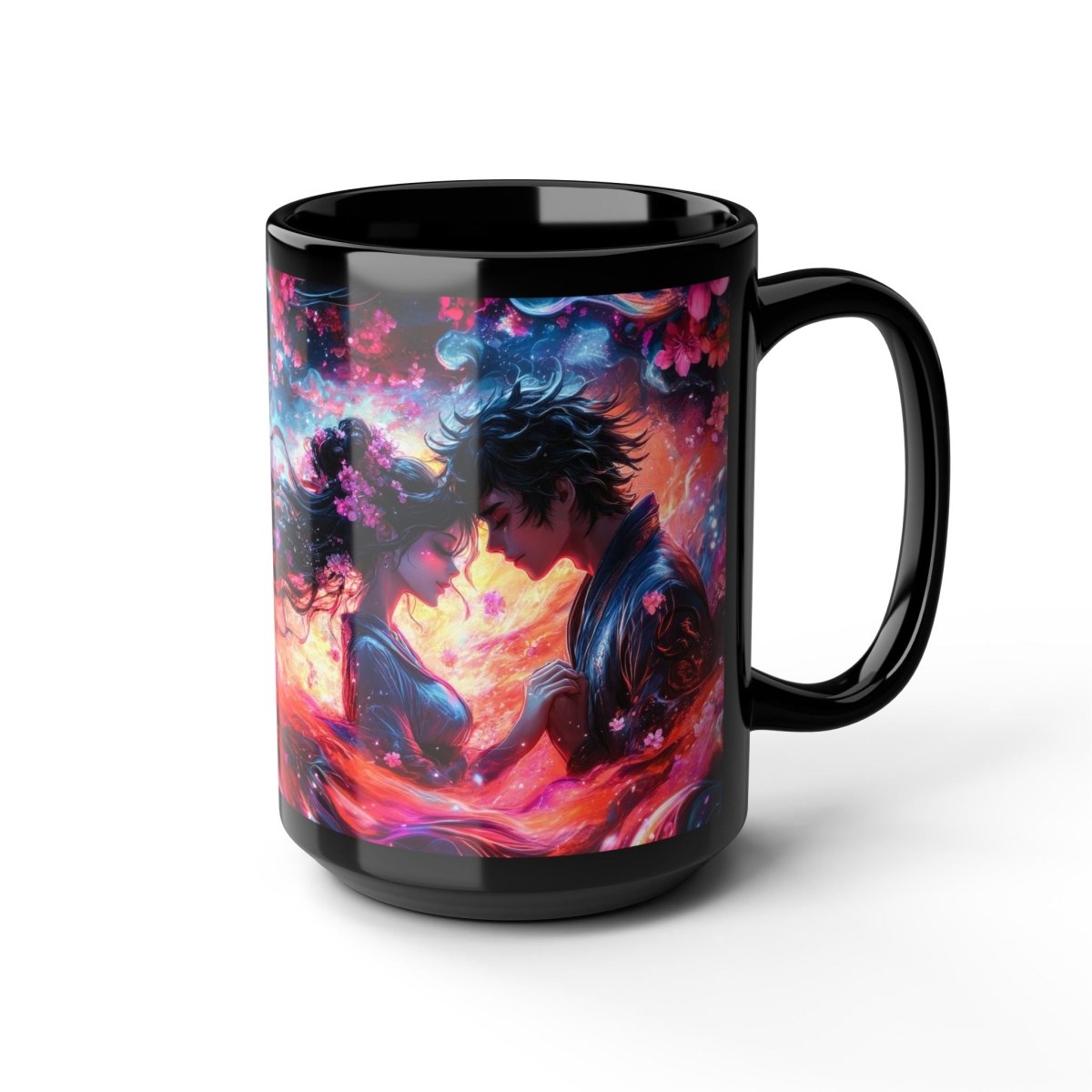 Vibrant Manga - Style Romantic Coffee Mug 15oz - Elegant Deer