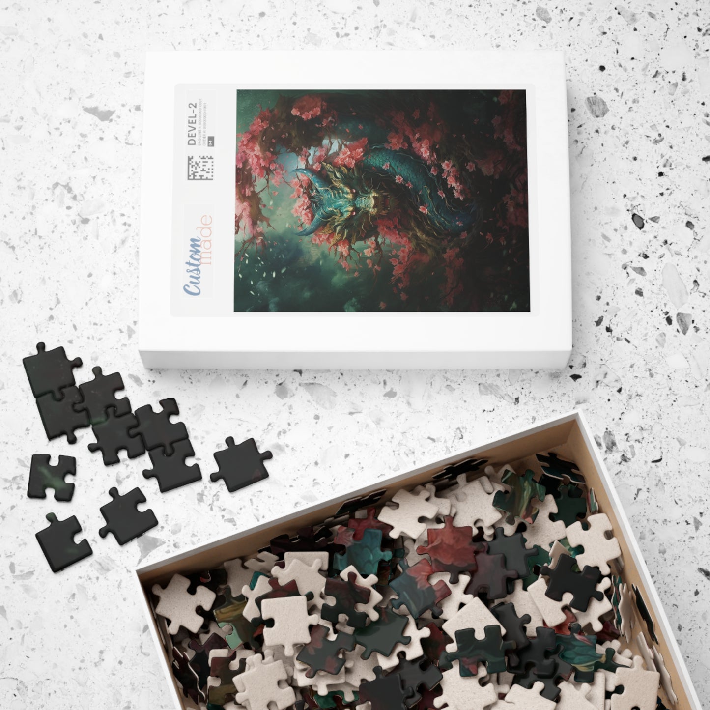 Turquoise Dragon in the Flowers jigsaw puzzle