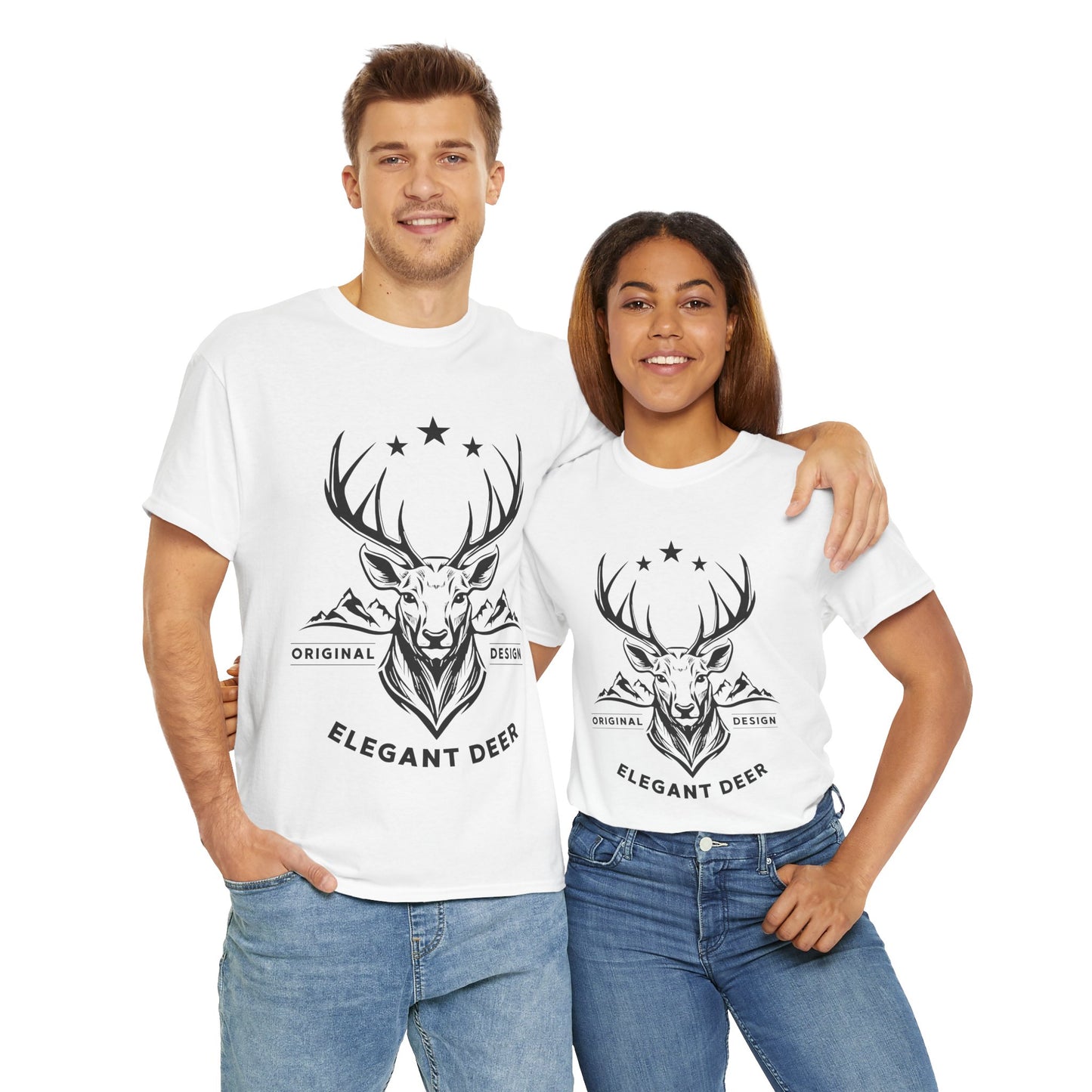 Elegant Deer Unisex Heavy Cotton T-shirt Collection Winter 2024