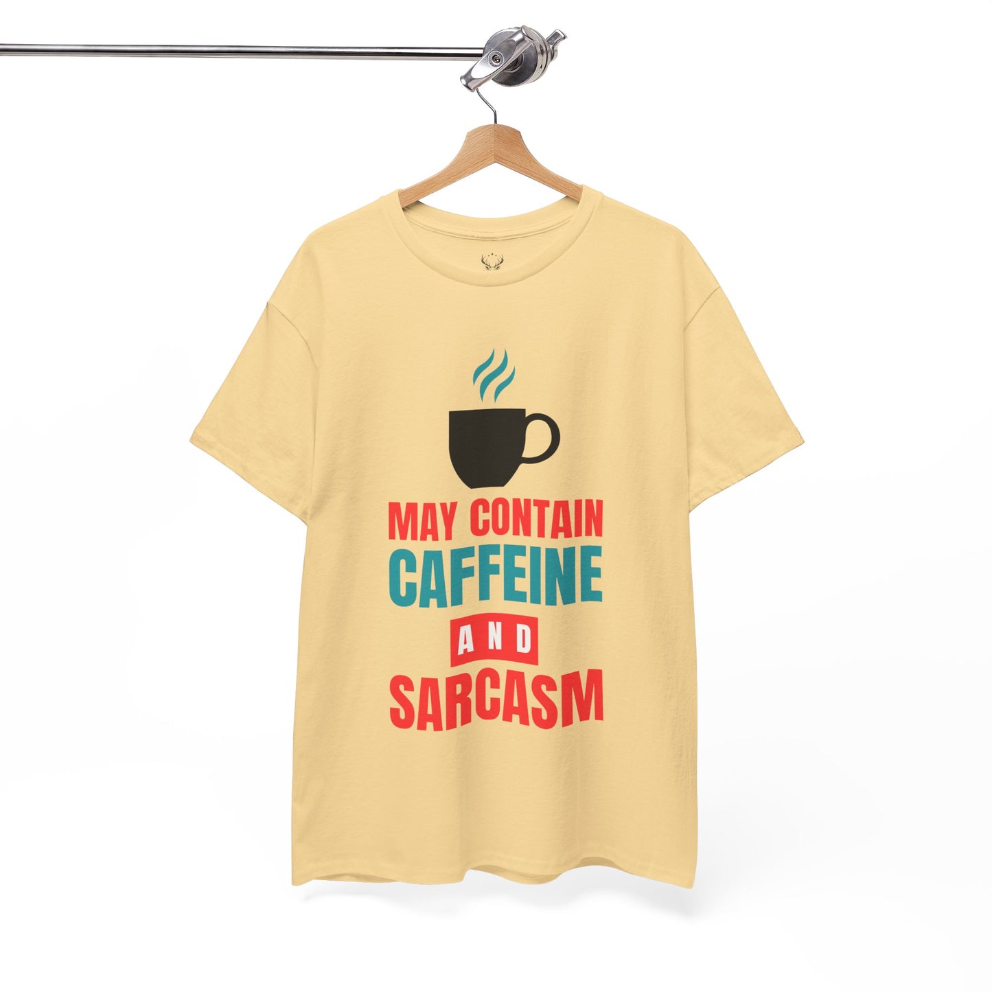May Contain Caffeine and Sarcasm – Funny Tee by Elegant Deer T-shirt