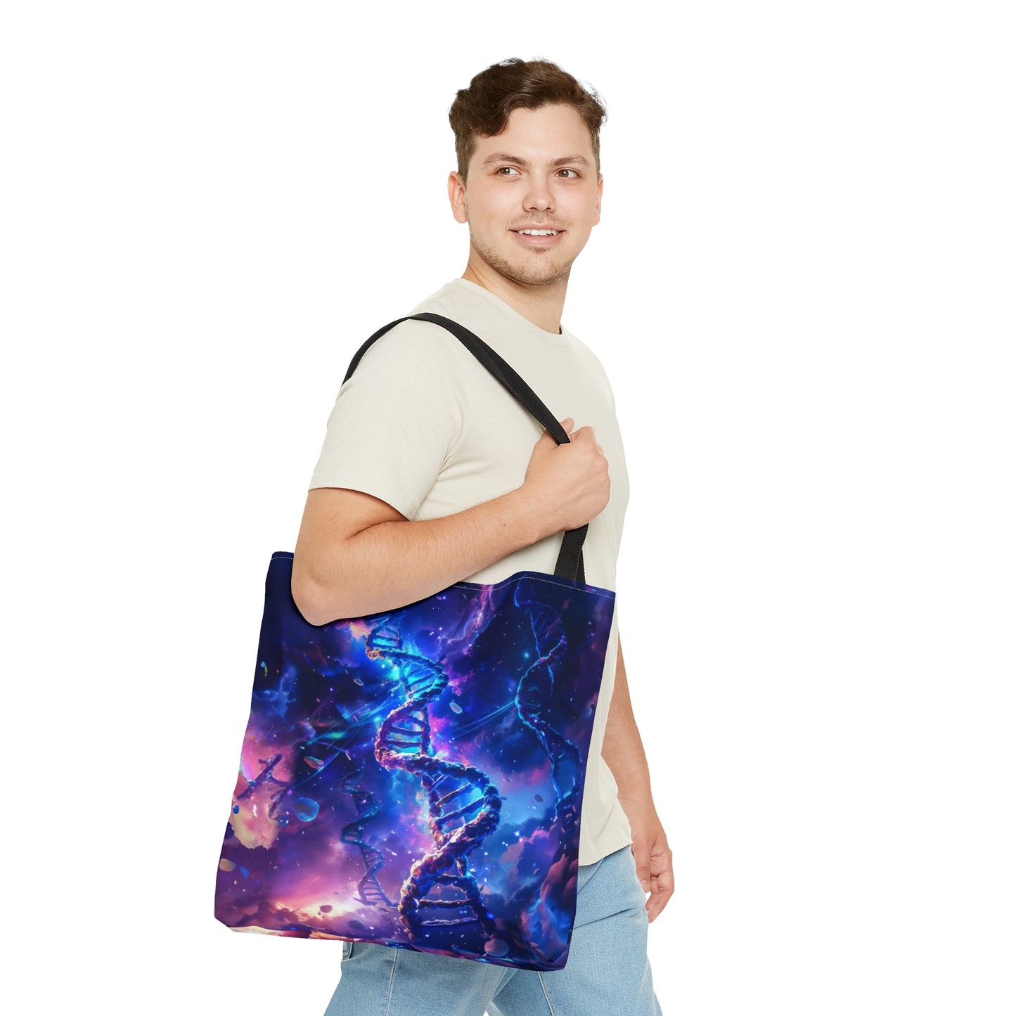 Cosmic Code: Galaxy DNA Tote Bag