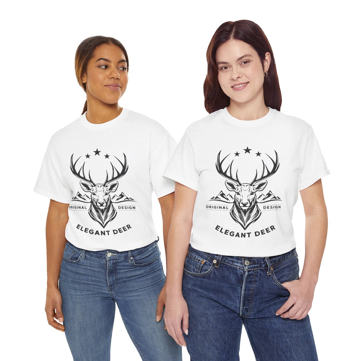 Elegant Deer Unisex Heavy Cotton T-shirt Collection Winter 2024