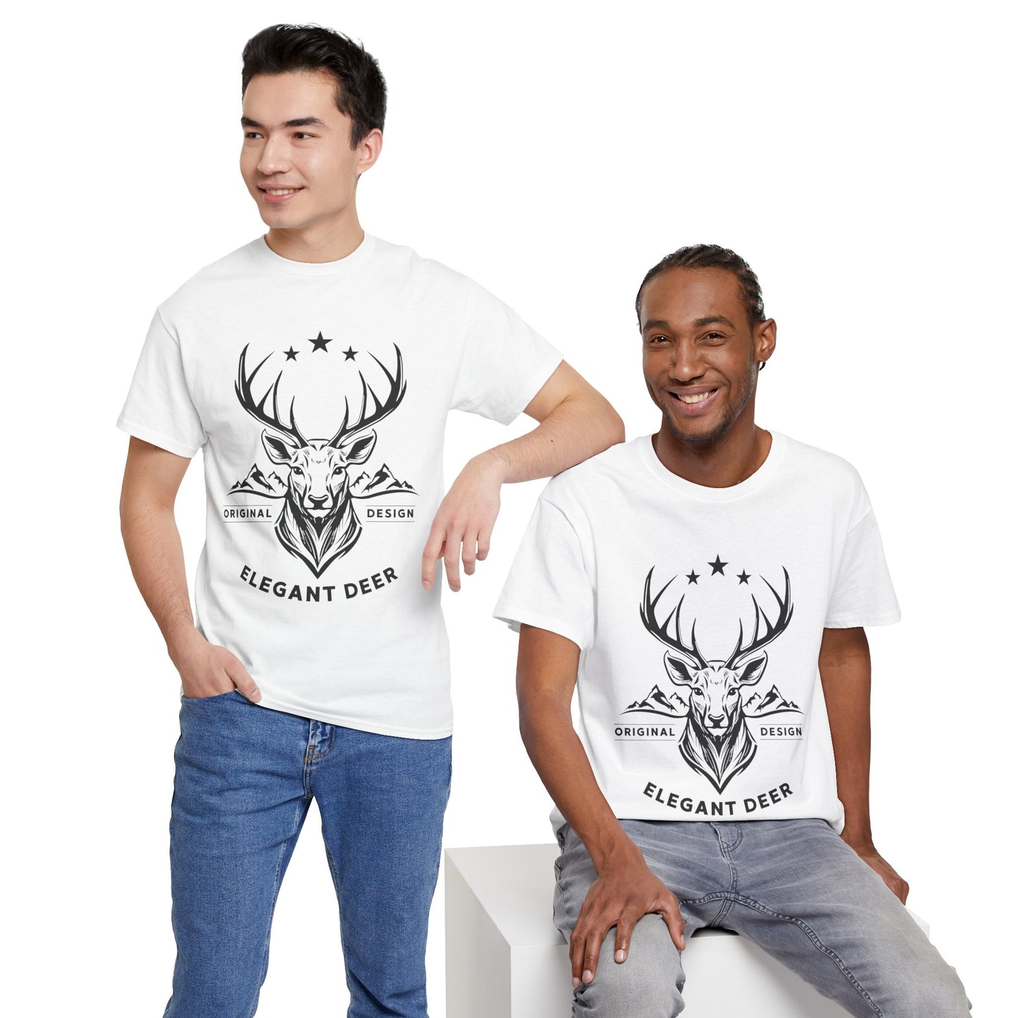 Elegant Deer Unisex Heavy Cotton T-shirt Collection Winter 2024