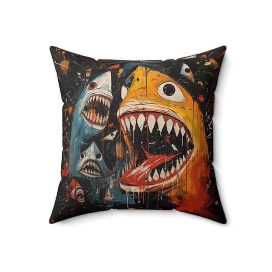 Neo expressionism Shark Pillow