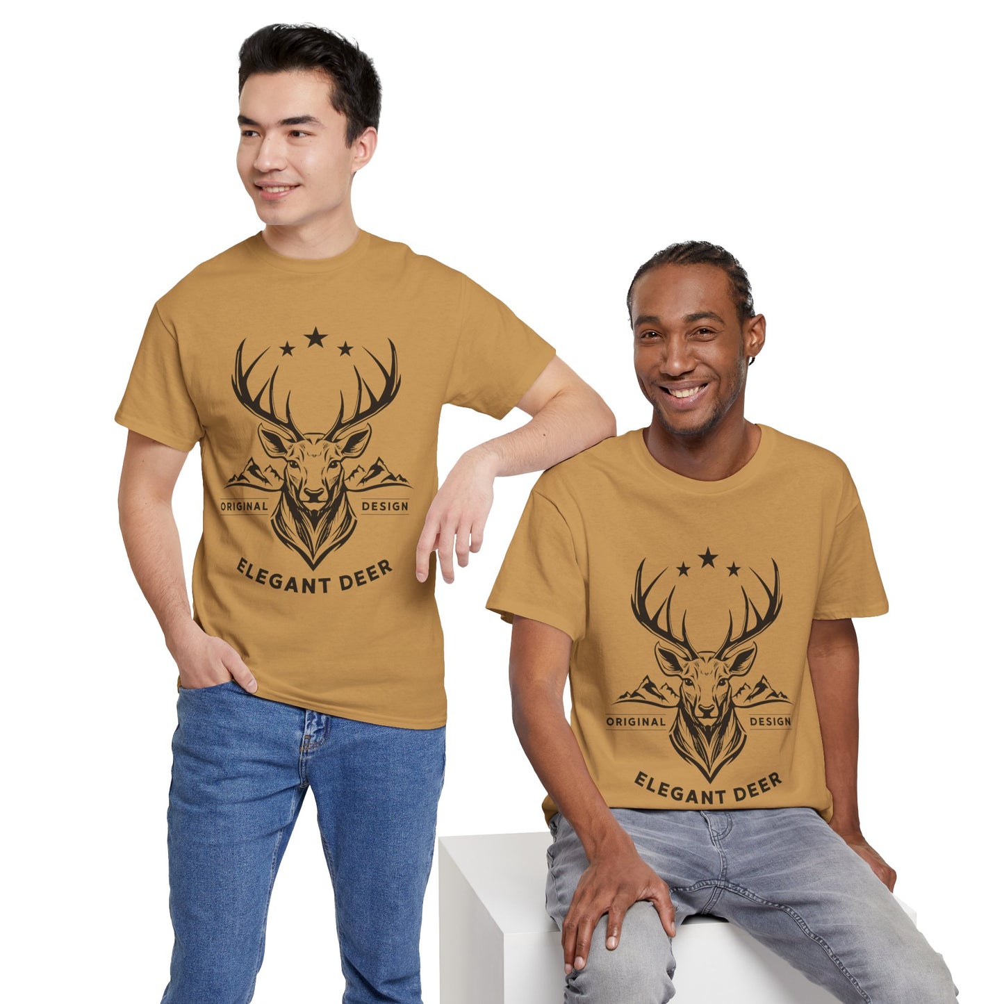 Elegant Deer Unisex Heavy Cotton T-shirt Collection Winter 2024