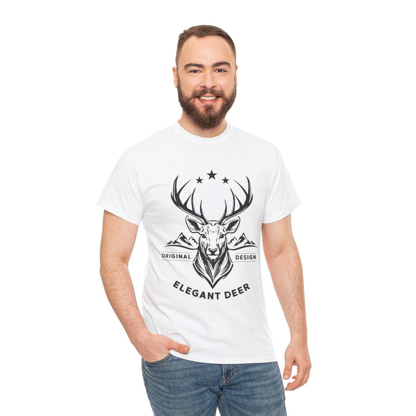 Elegant Deer Unisex Heavy Cotton T-shirt Collection Winter 2024