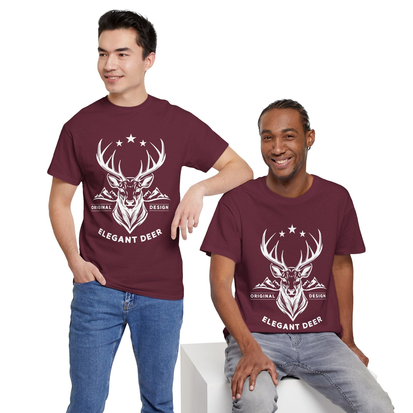 Elegant Deer Unisex Heavy Cotton T-shirt Supporter Collection Winter 2025