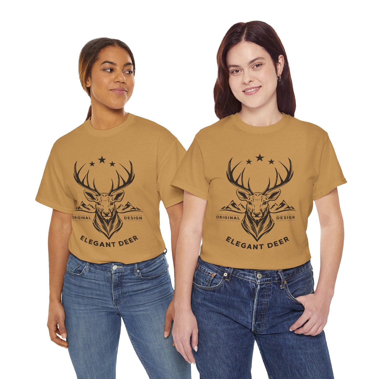 Elegant Deer Unisex Heavy Cotton T-shirt Collection Winter 2024