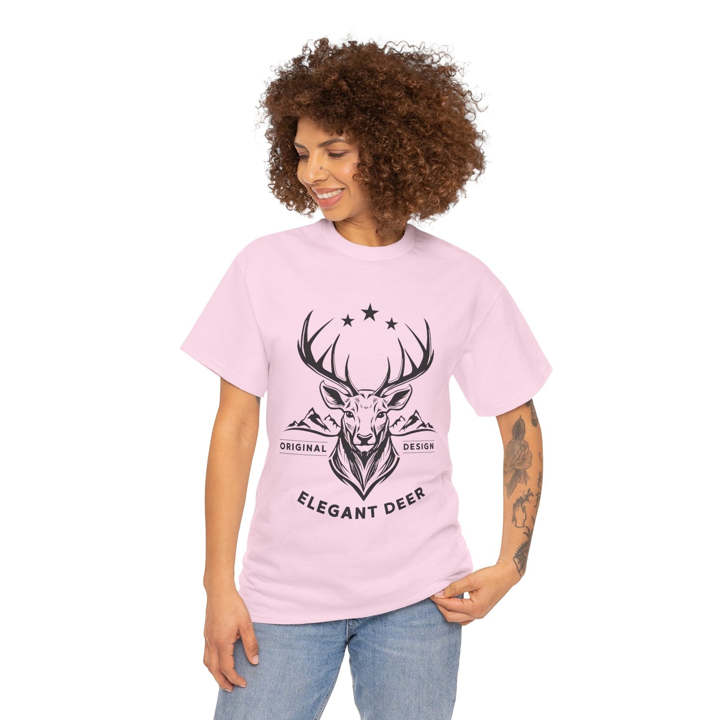 Elegant Deer Unisex Heavy Cotton T-shirt Collection Winter 2024