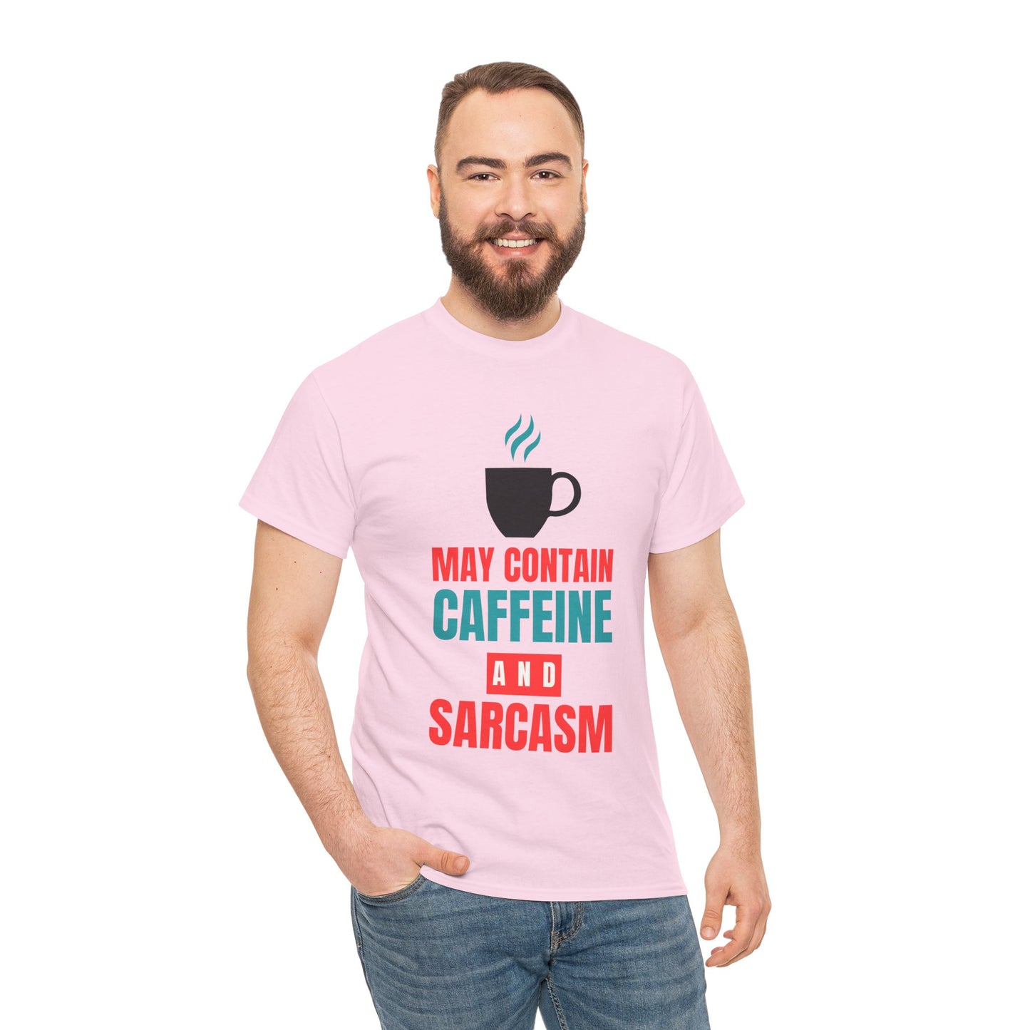 May Contain Caffeine and Sarcasm – Funny Tee by Elegant Deer T-shirt