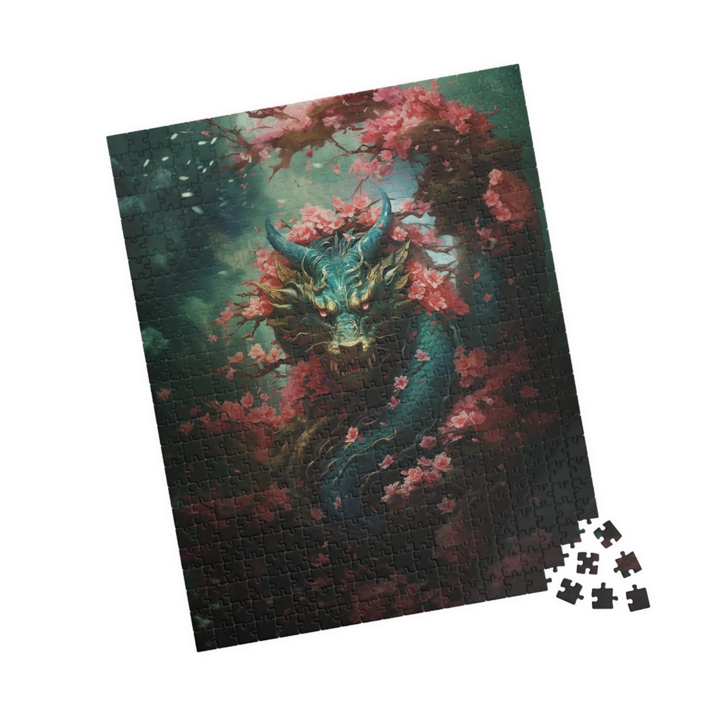 Turquoise Dragon in the Flowers jigsaw puzzle