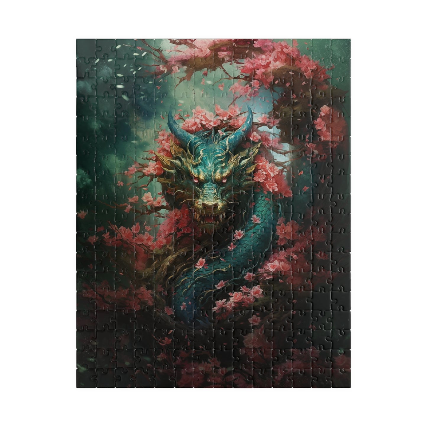 Turquoise Dragon in the Flowers jigsaw puzzle