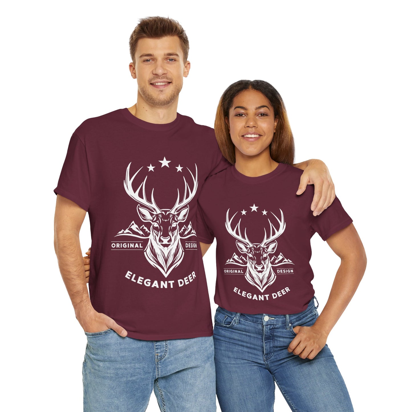 Elegant Deer Unisex Heavy Cotton T-shirt Supporter Collection Winter 2025