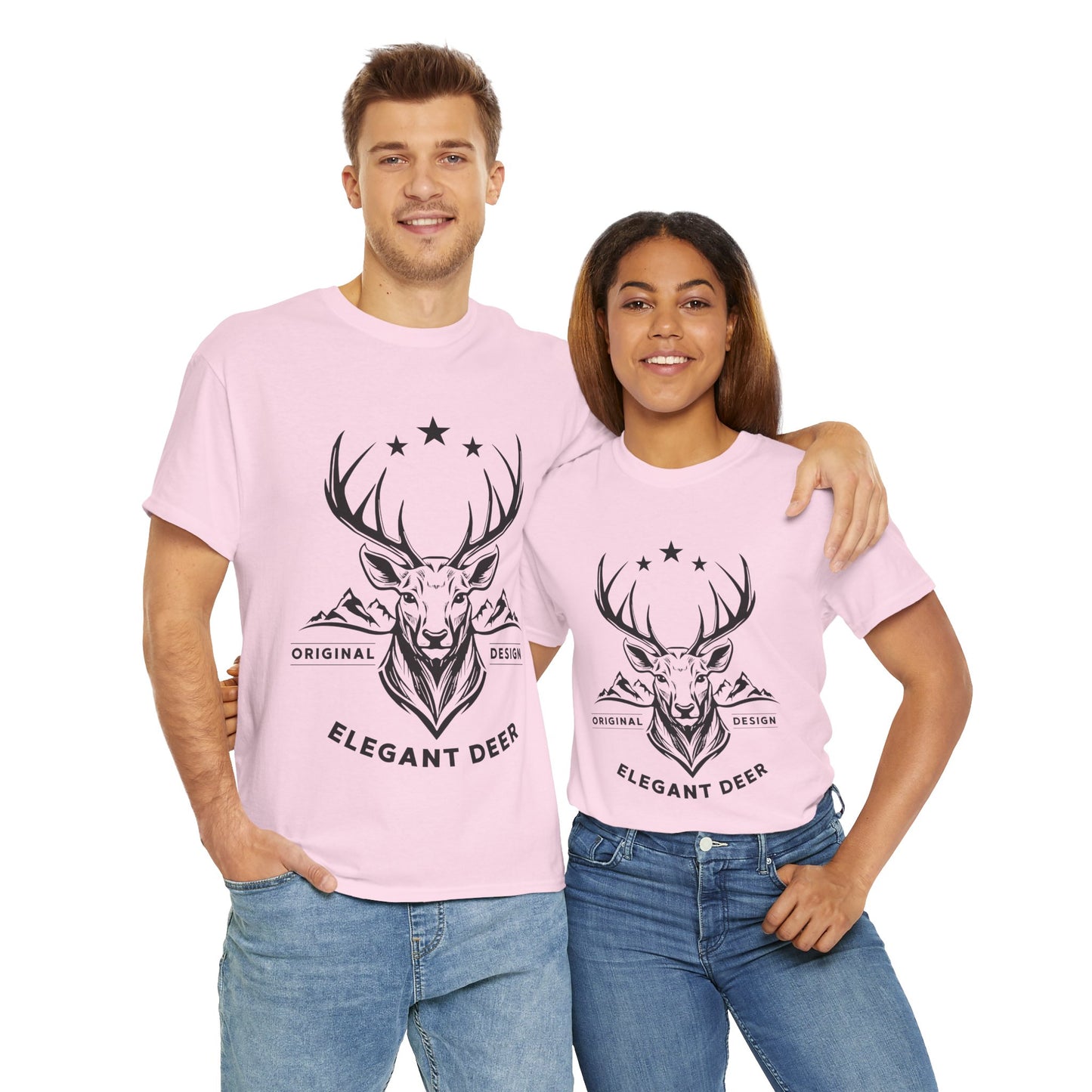 Elegant Deer Unisex Heavy Cotton T-shirt Collection Winter 2024