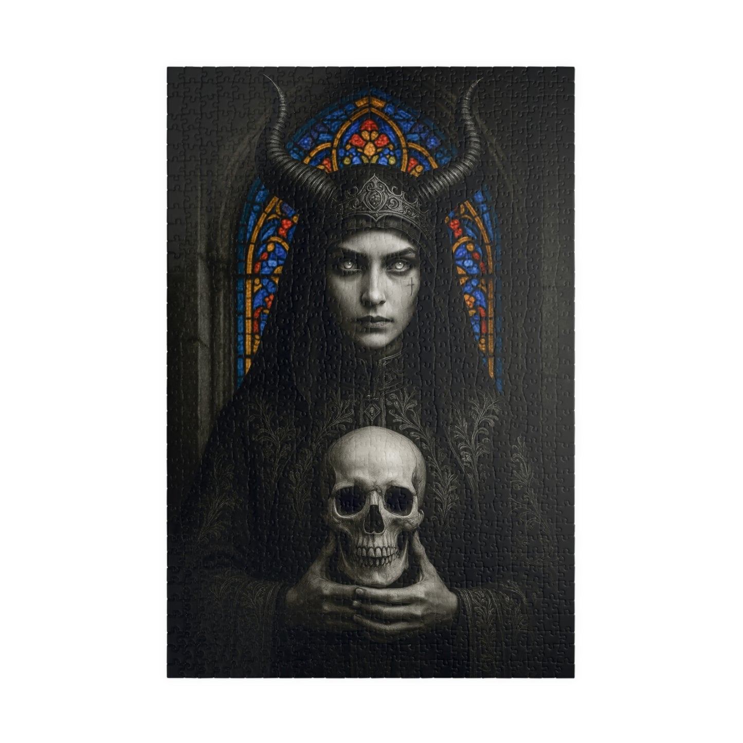 💀 Gothic Horned Nun Puzzle – Dark Elegance Edition 🌹