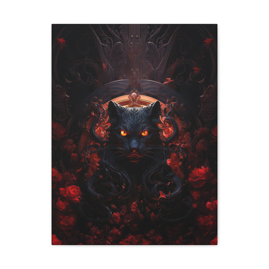 Sureal Rose Red Cat Canvas Poster