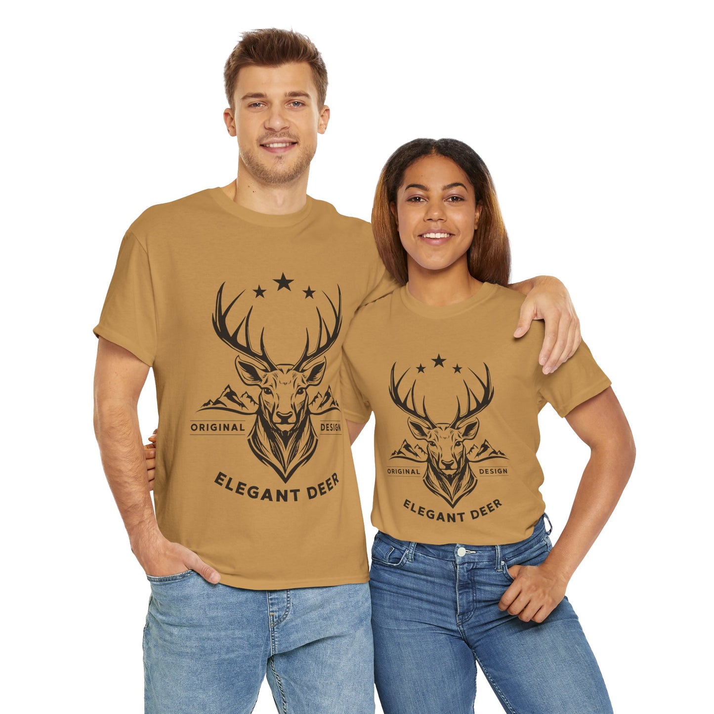 Elegant Deer Unisex Heavy Cotton T-shirt Collection Winter 2024