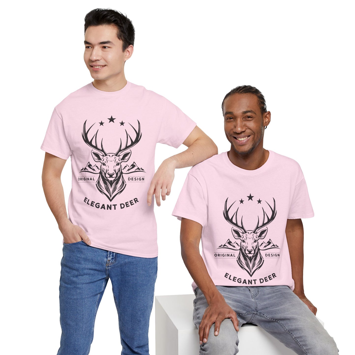 Elegant Deer Unisex Heavy Cotton T-shirt Collection Winter 2024