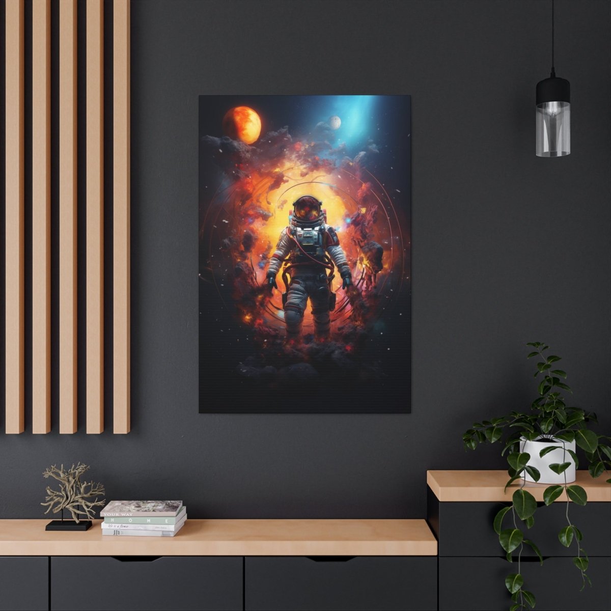 Astronaut portal to the nebula Canvas Poster - Elegant Deer