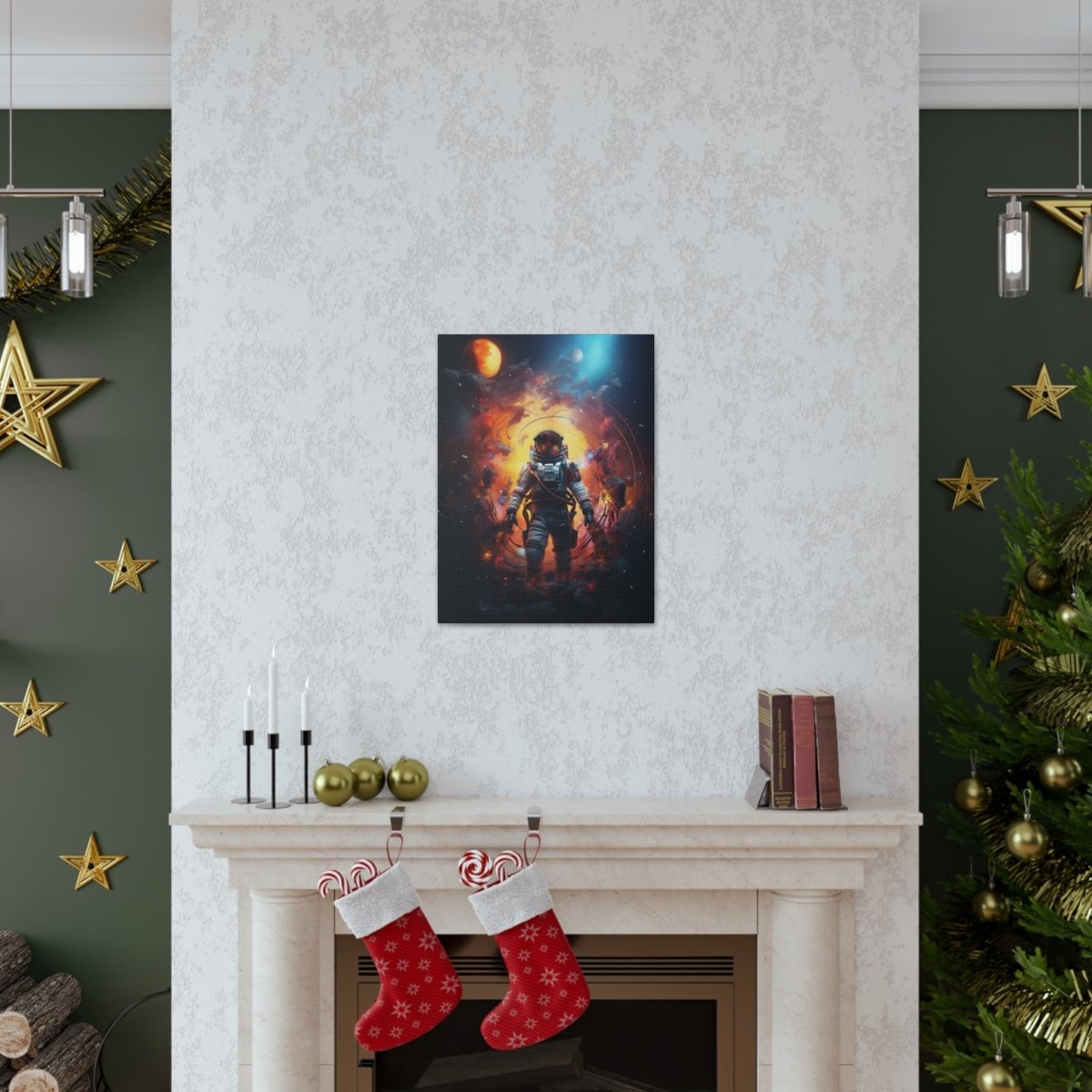 Astronaut portal to the nebula Canvas Poster - Elegant Deer