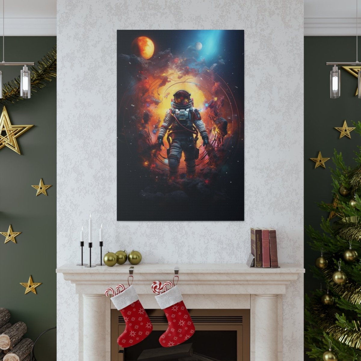 Astronaut portal to the nebula Canvas Poster - Elegant Deer