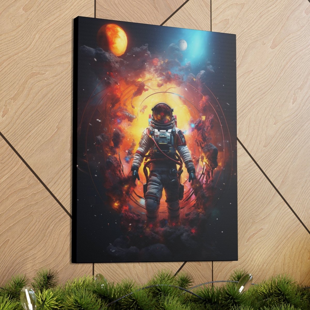 Astronaut portal to the nebula Canvas Poster - Elegant Deer