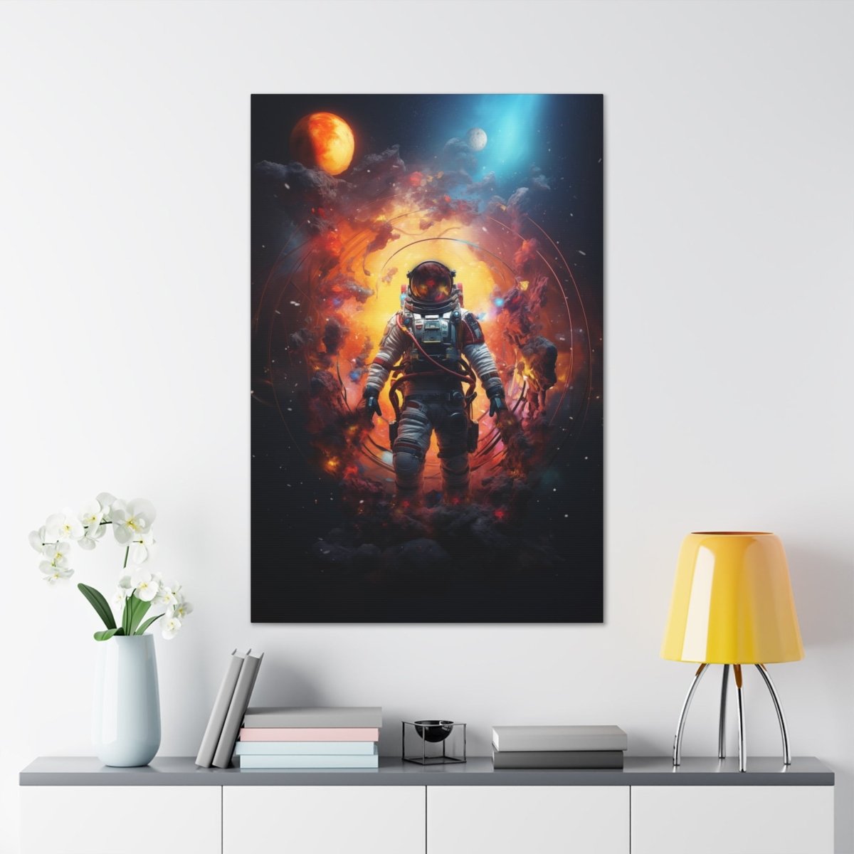 Astronaut portal to the nebula Canvas Poster - Elegant Deer