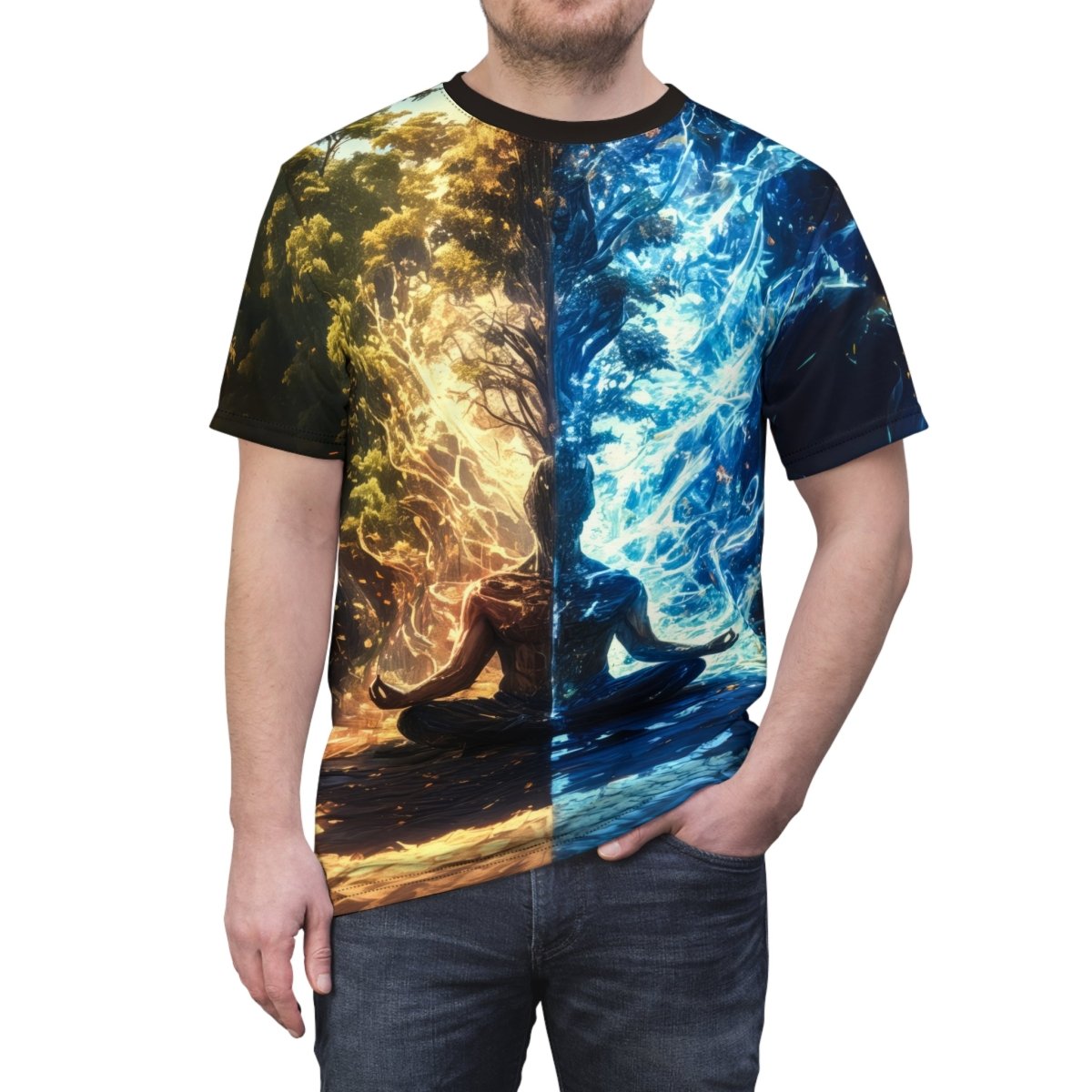 "Balance of Elements: Yin - Yang Meditation AOP T-Shirt" - Elegant Deer