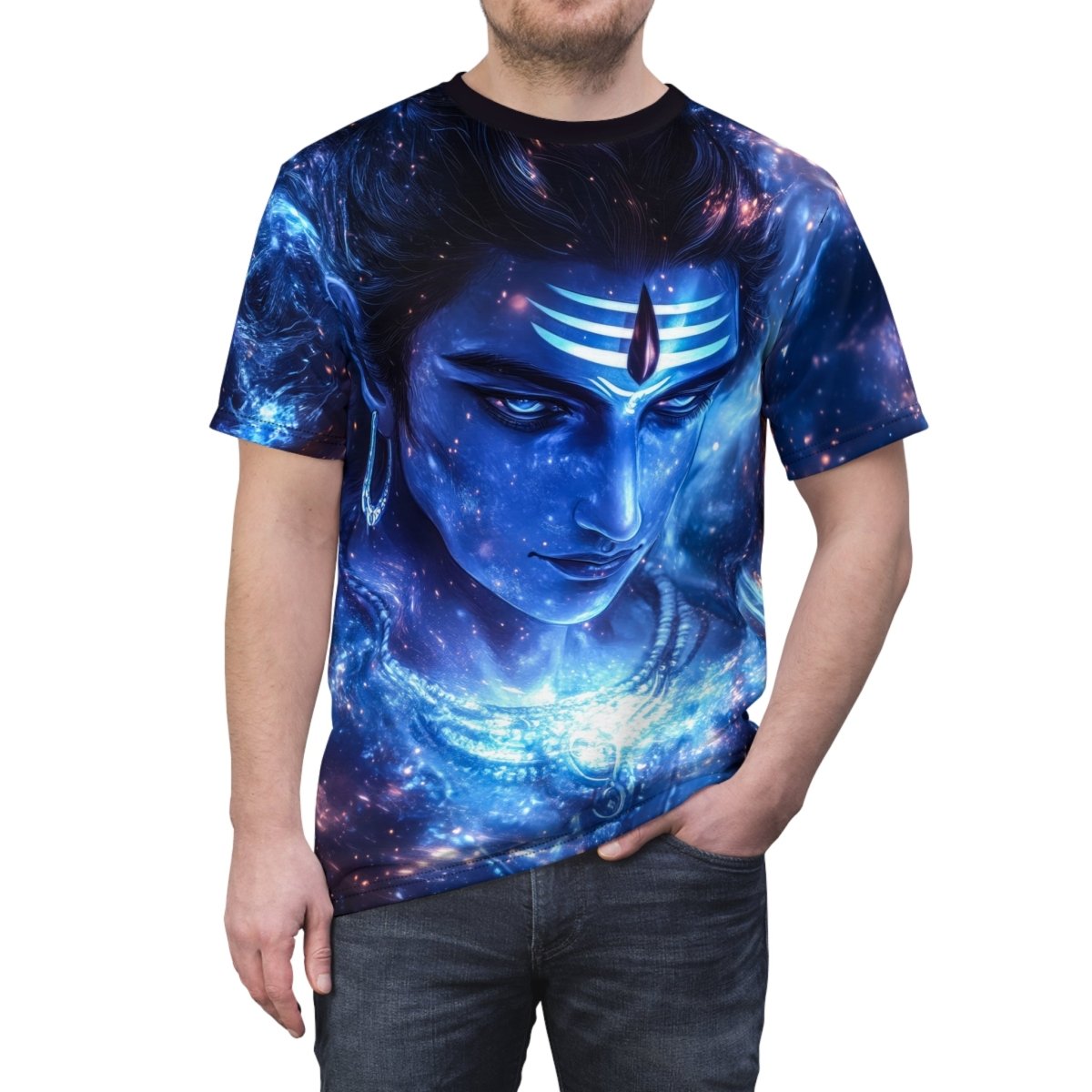 Celestial Shiva: Cosmic Energy AOP T-Shirt - Elegant Deer