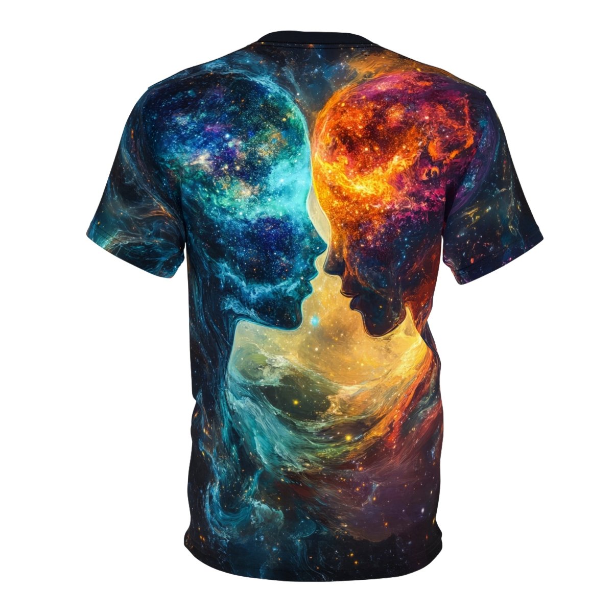 Cosmic Connection: Celestial Lovers AOP T-Shirt - Elegant Deer