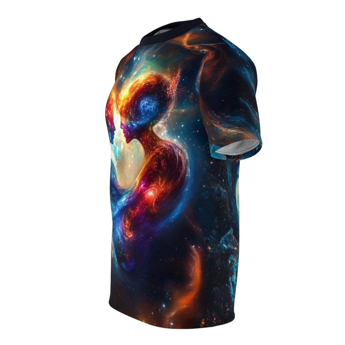 Cosmic Connection: Celestial Lovers AOP T-Shirt - Elegant Deer