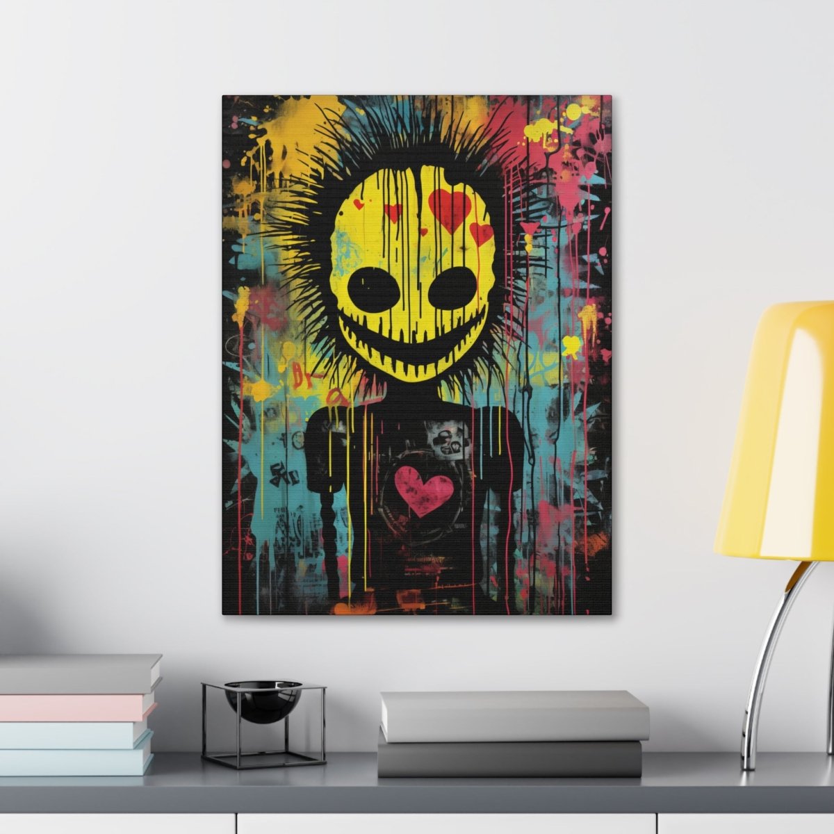 Creepy punk style smiling emoji canvas poster - Elegant Deer