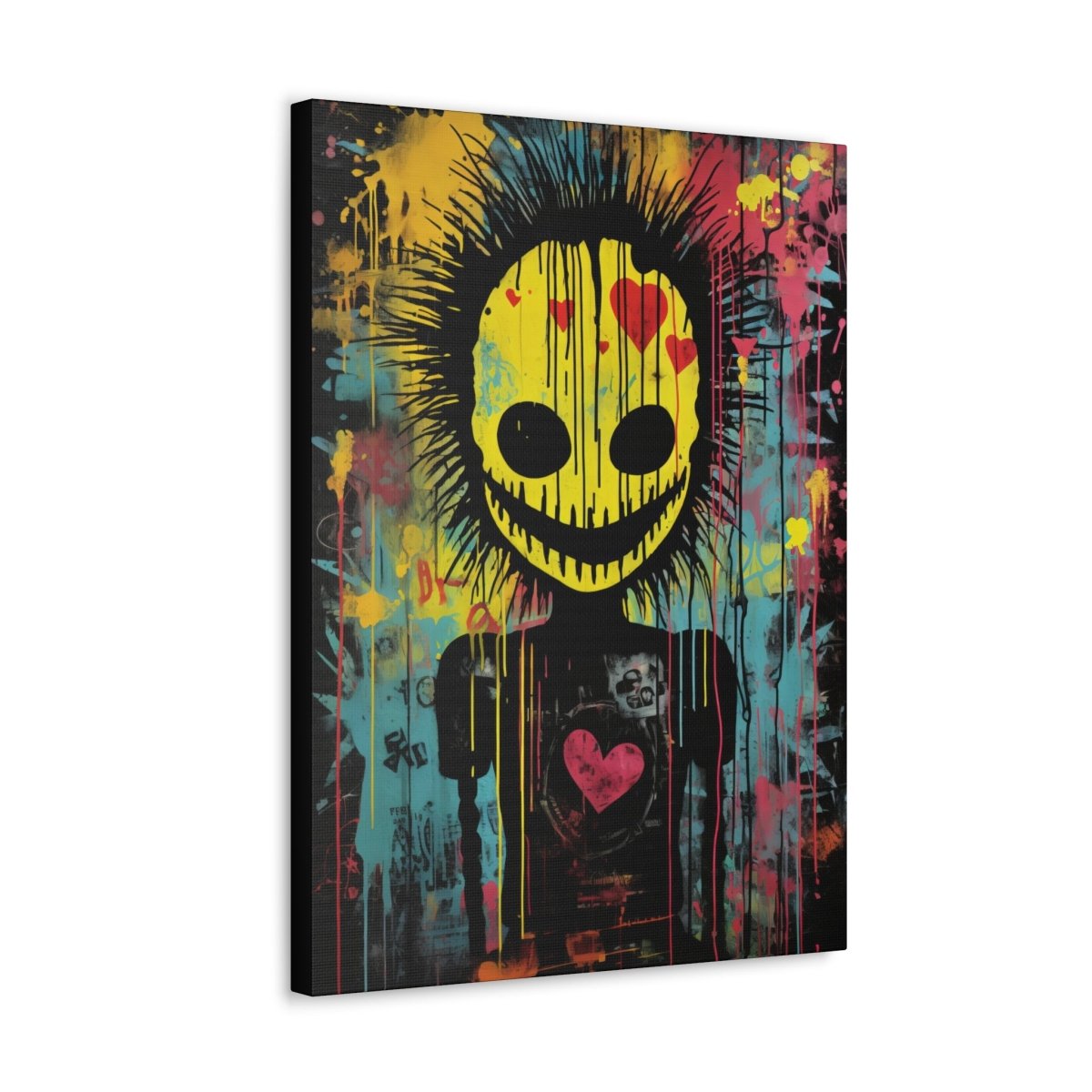 Creepy punk style smiling emoji canvas poster - Elegant Deer