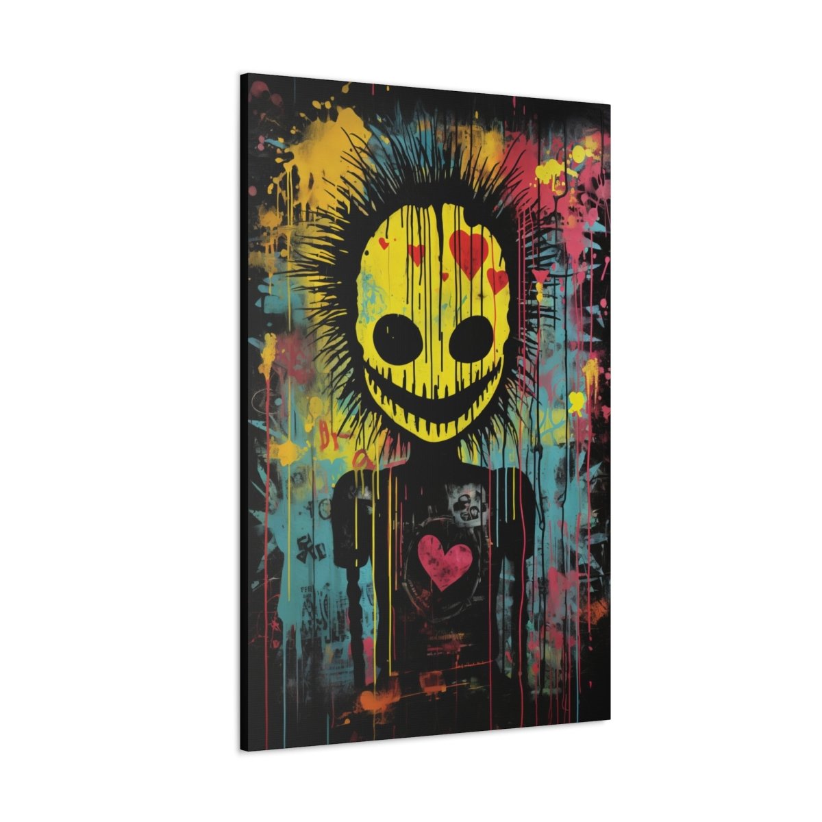 Creepy punk style smiling emoji canvas poster - Elegant Deer