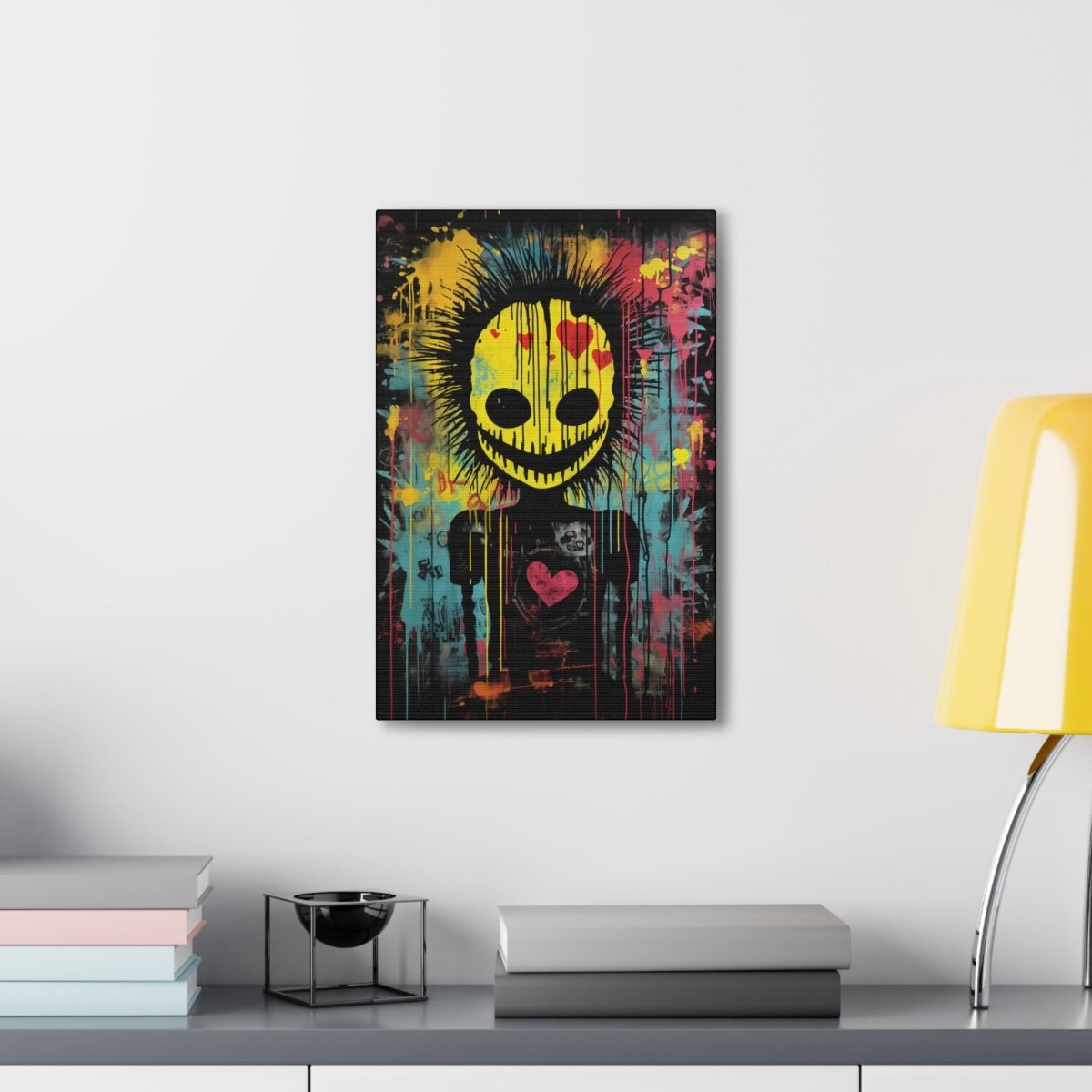 Creepy punk style smiling emoji canvas poster - Elegant Deer