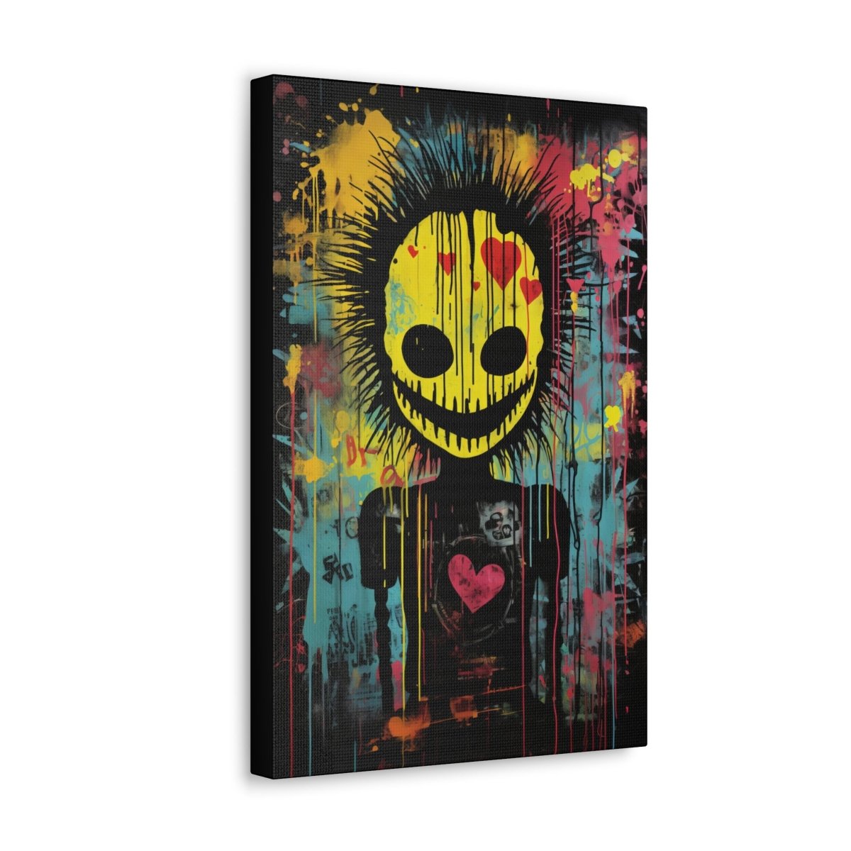 Creepy punk style smiling emoji canvas poster - Elegant Deer