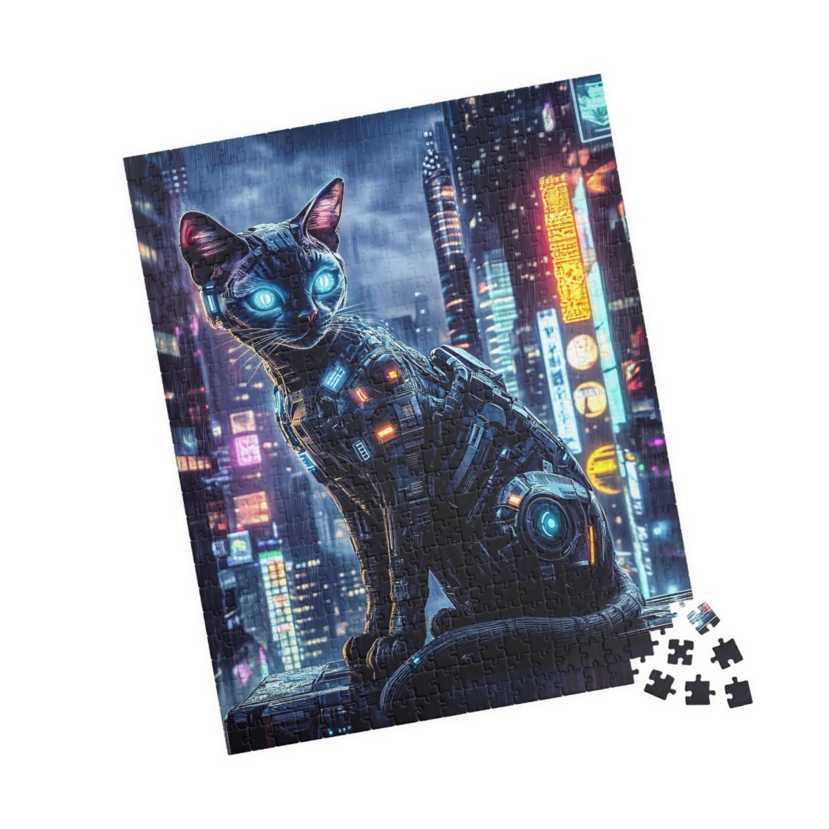 🐱 Cyberpunk Cat Puzzle – Neon Futuristic Edition 🌆 - Elegant Deer