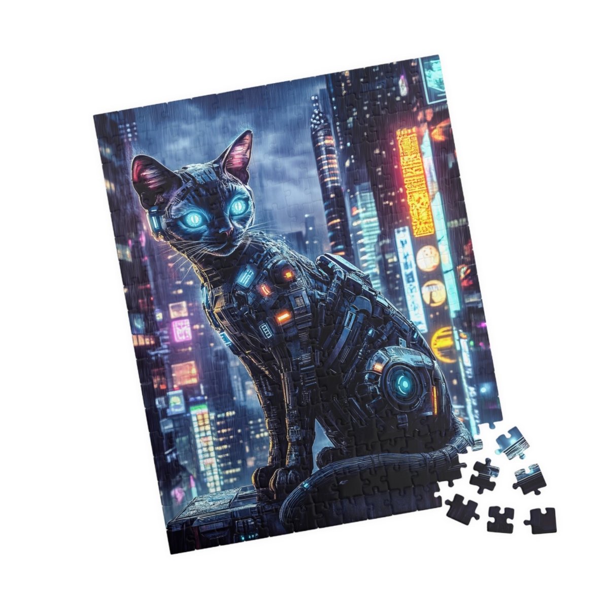 🐱 Cyberpunk Cat Puzzle – Neon Futuristic Edition 🌆 - Elegant Deer