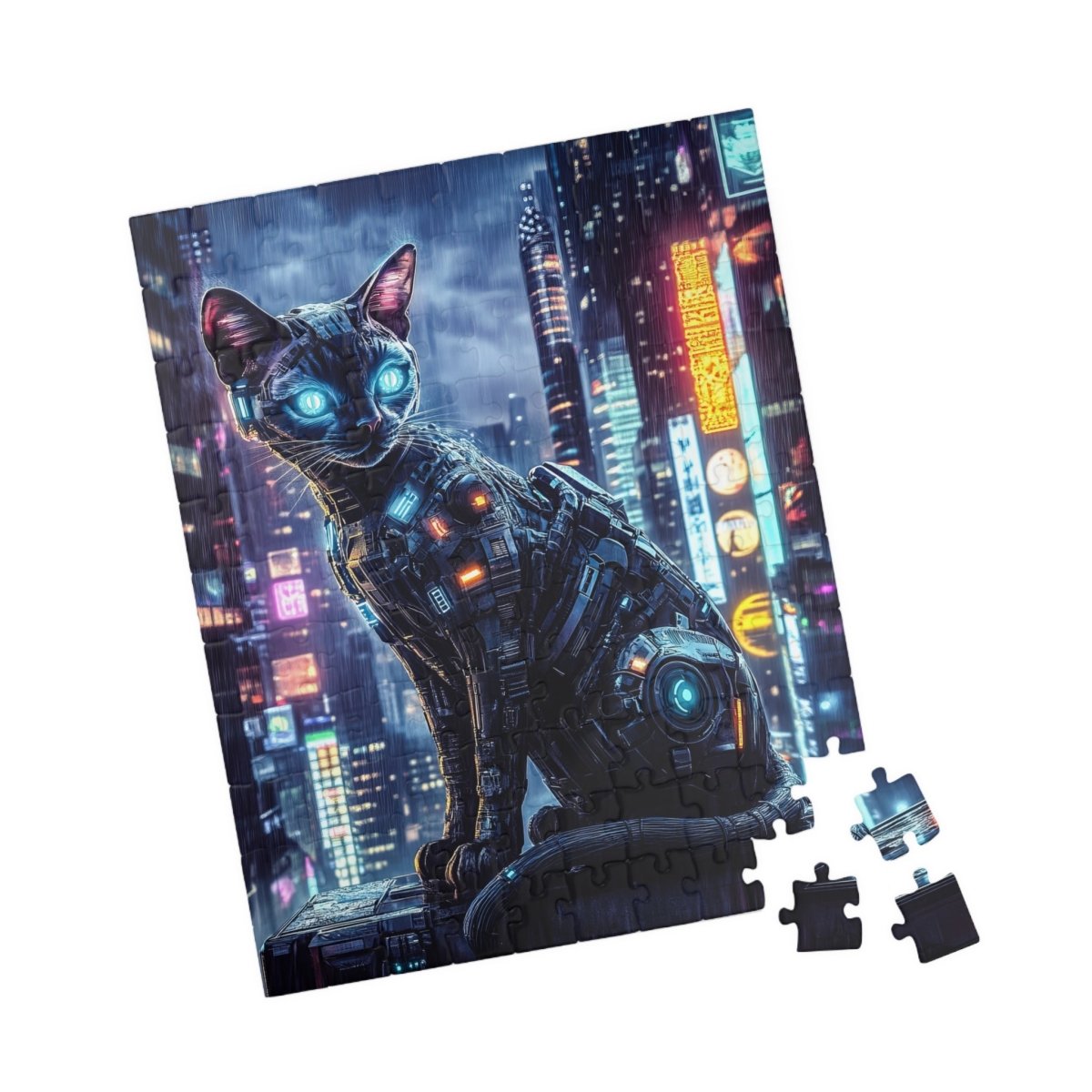 🐱 Cyberpunk Cat Puzzle – Neon Futuristic Edition 🌆 - Elegant Deer