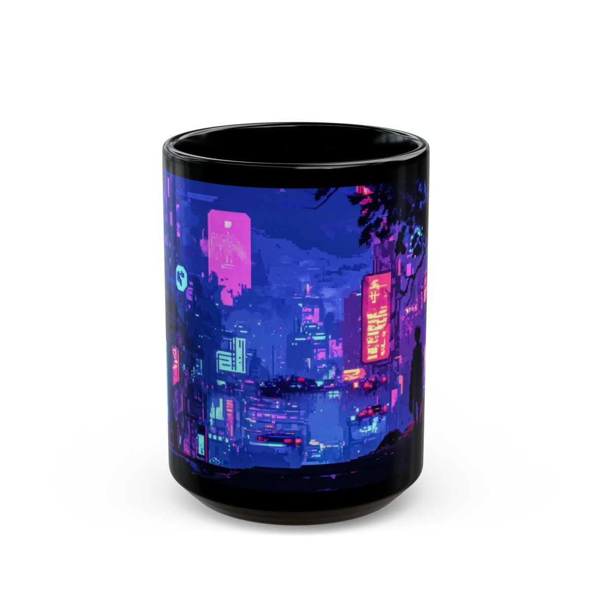 Cyberpunk Cityscape Mug – Neon Dreams 15oz - Elegant Deer