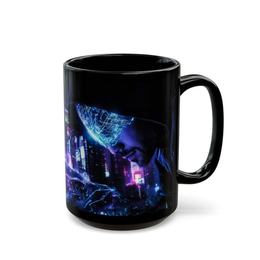 💻 Cyberpunk Hacker Black Mug – Neon Coded Shadow - Elegant Deer
