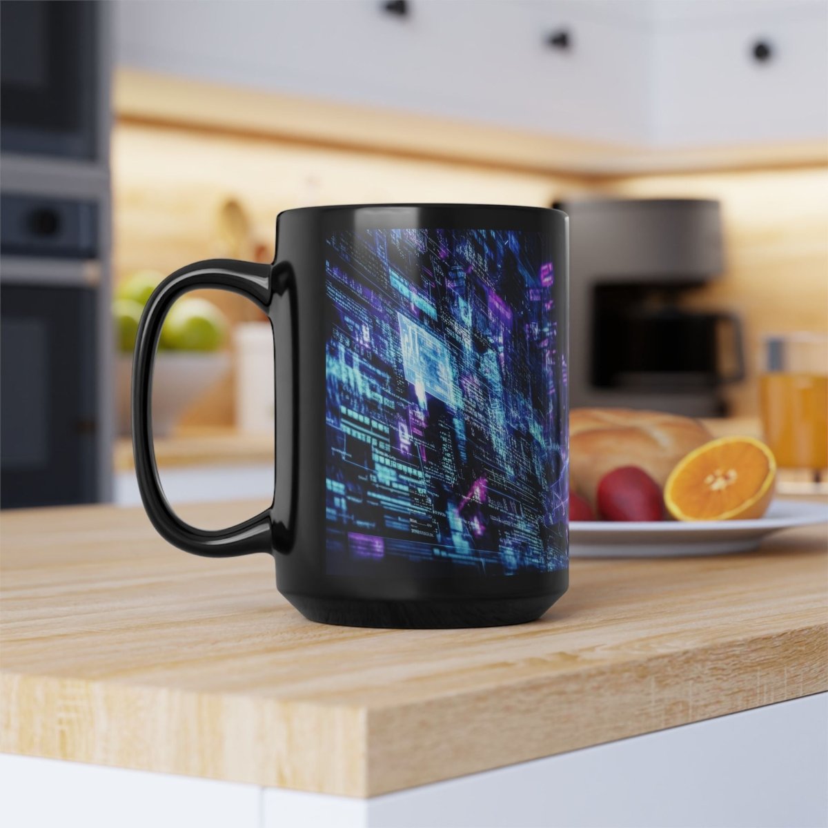 💻 Cyberpunk Hacker Black Mug – Neon Coded Shadow - Elegant Deer
