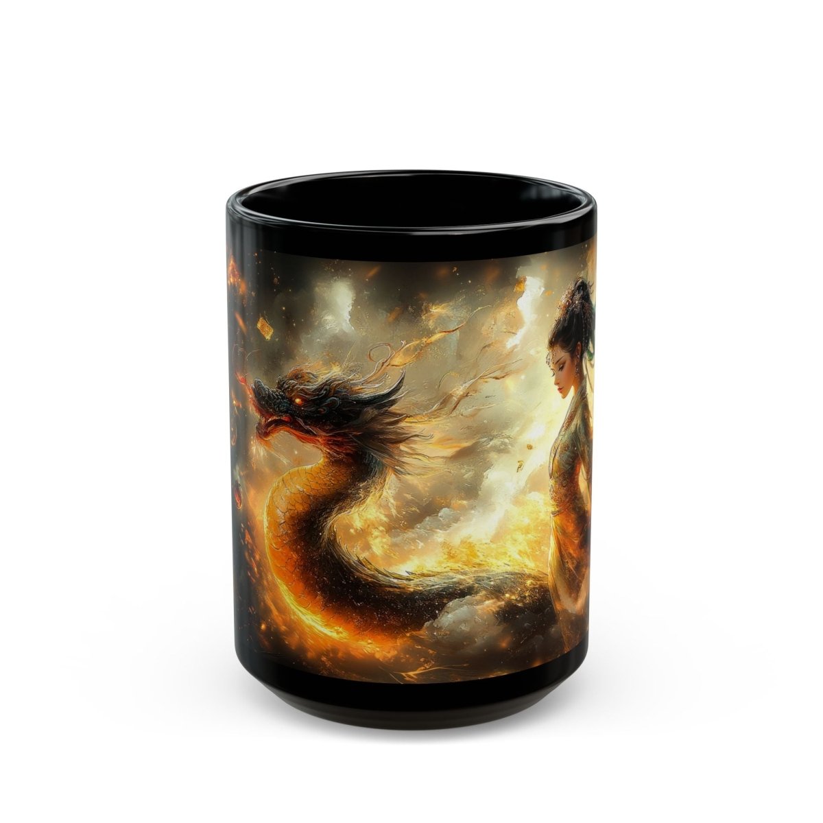 🐉 Dragon Empress – Mystical Fire Mug 🔥 - Elegant Deer
