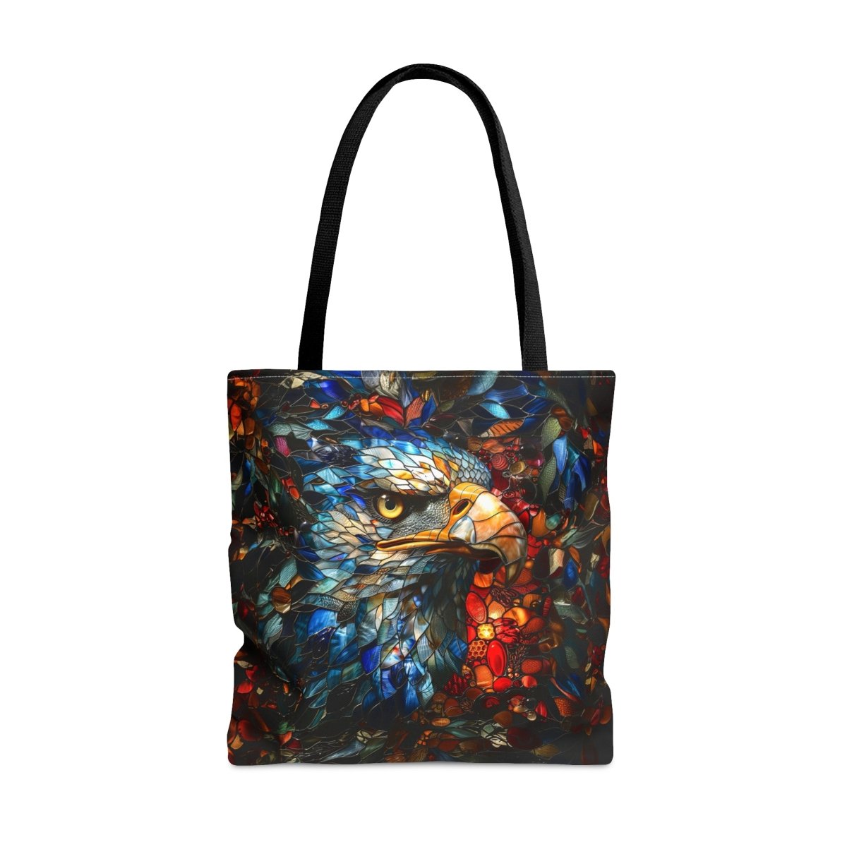 Eternal Vision: Stained Glass Eagle Tote Bag - Elegant Deer