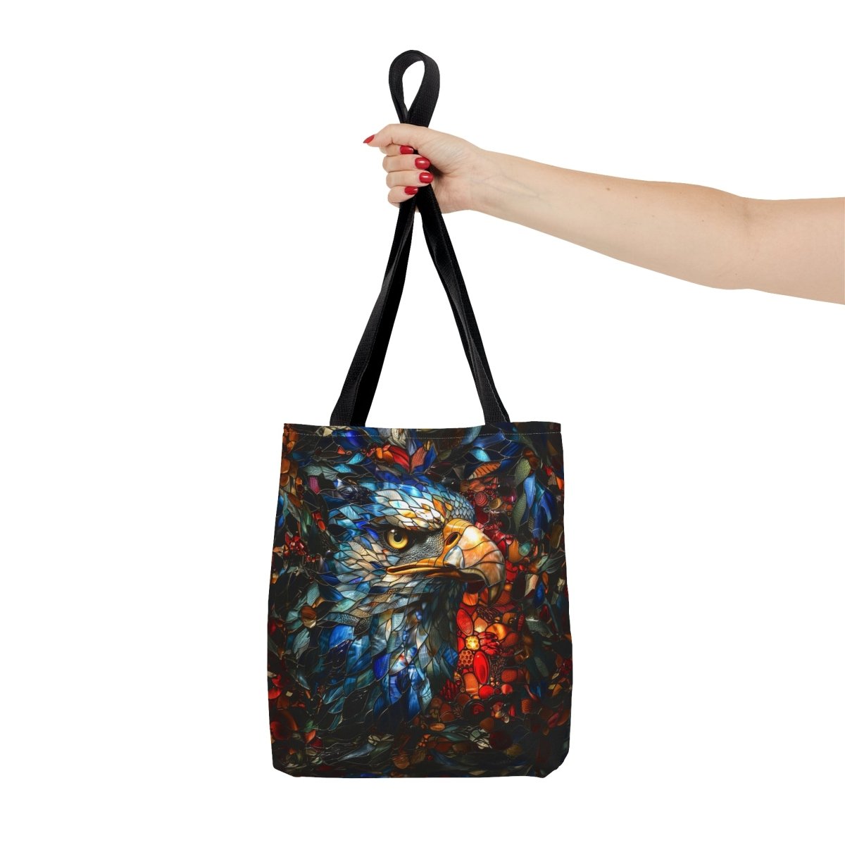 Eternal Vision: Stained Glass Eagle Tote Bag - Elegant Deer