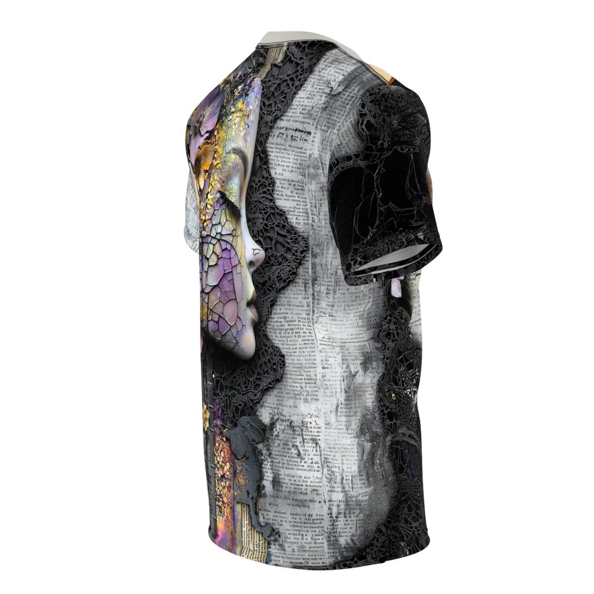 Ethereal Fracture: Dual - Sided Cosmic Art T-Shirt (AOP) - Elegant Deer