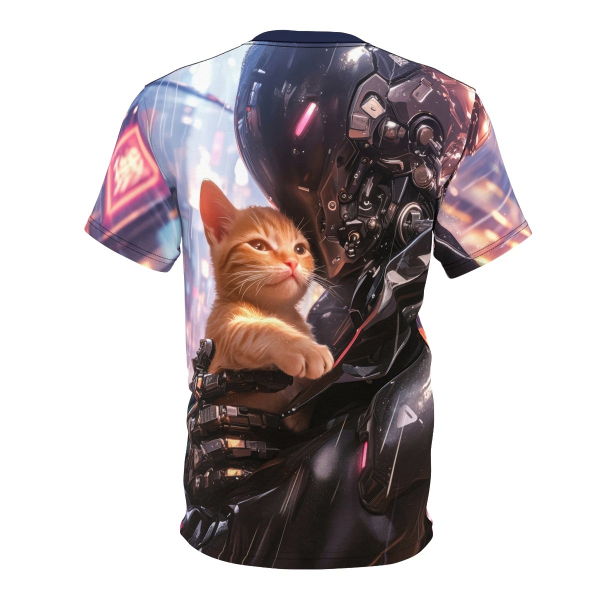 Futuristic Robot and Cat T-Shirt (AOP) - Elegant Deer