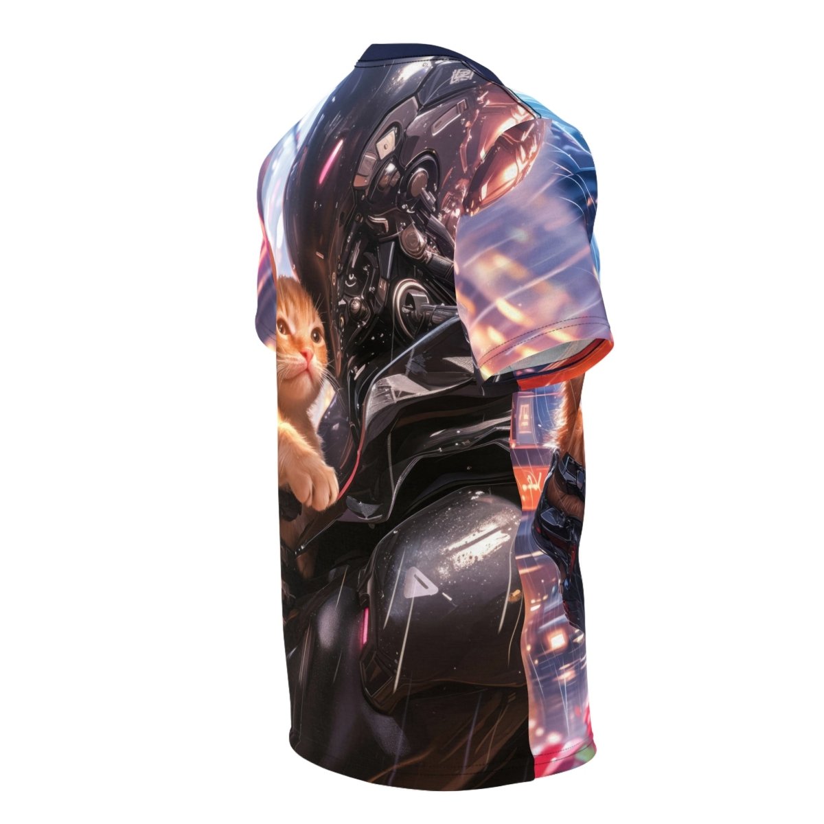Futuristic Robot and Cat T-Shirt (AOP) - Elegant Deer