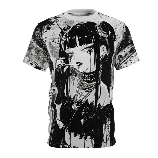 Gothic Allure: Dual - Sided Dark Fantasy T-Shirt (AOP) - Elegant Deer