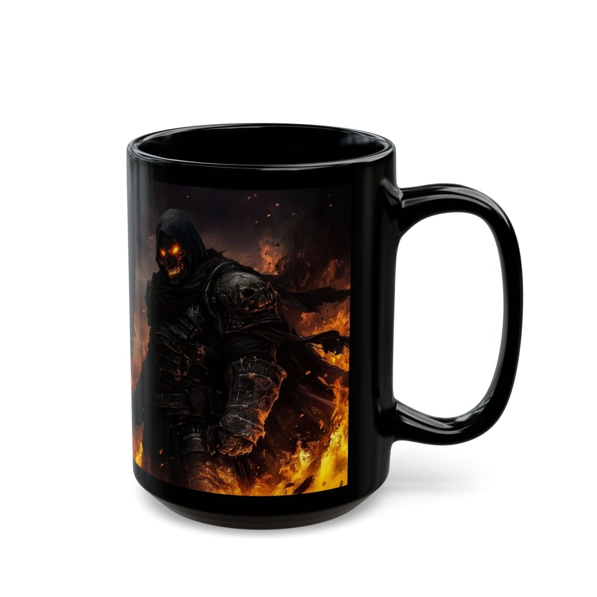 ☠️ Hellfire Knight Black Mug – Apocalyptic Dark Fantasy - Elegant Deer